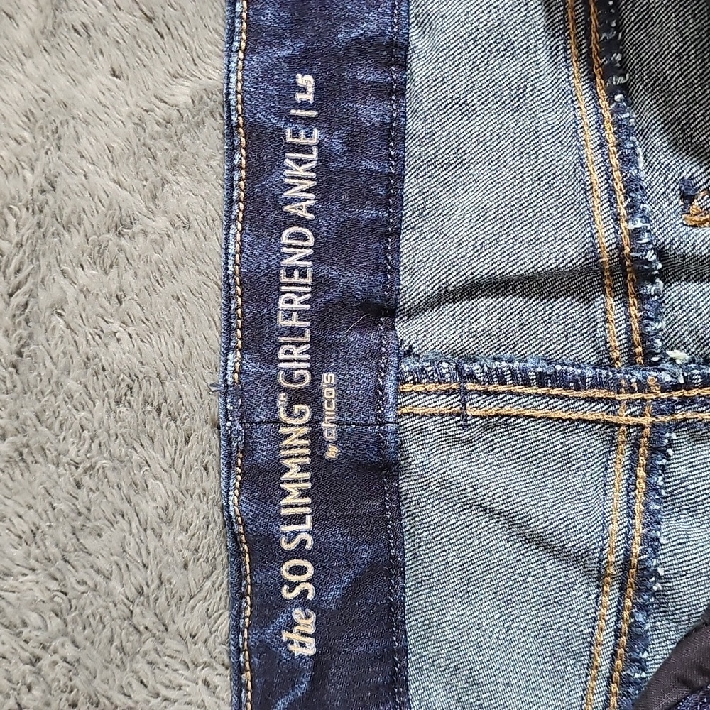 Chico's So Slimming Girlfriend Ankle Dark Wash Jean Size 1.5 Medium US Size 10 - Picture 5 of 9